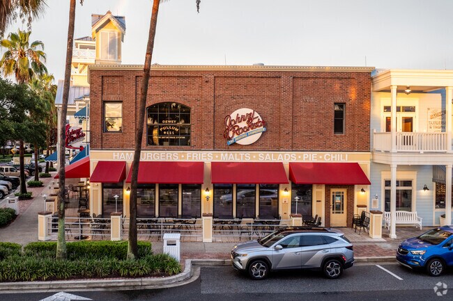 Johnny Rocket's is located in Lake Sumter Landing, near the Village of Tall Trees.