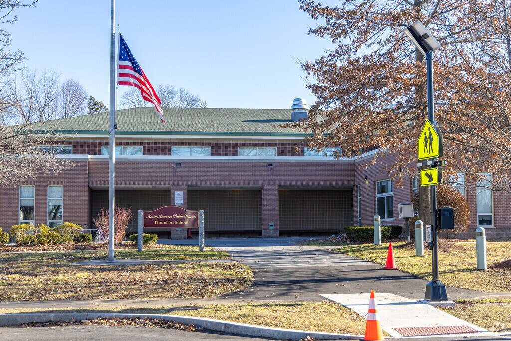 The main entry area Thomson Elementary School in Andover, MA.