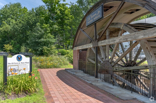 The Eli Terry Jr. water wheel in Plymouth is listed on the National Register of Historic Places.