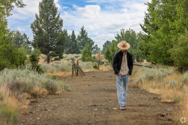 A lone figure walks along a quiet, rustic path in the countryside near Jefferson City.