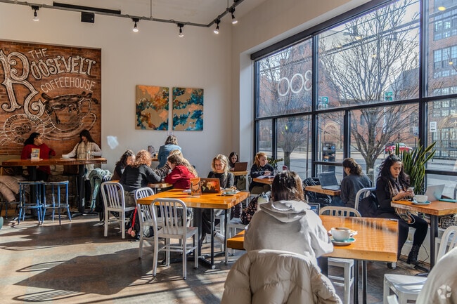 Roosevelt Coffee offers multiple tables and free wifi.