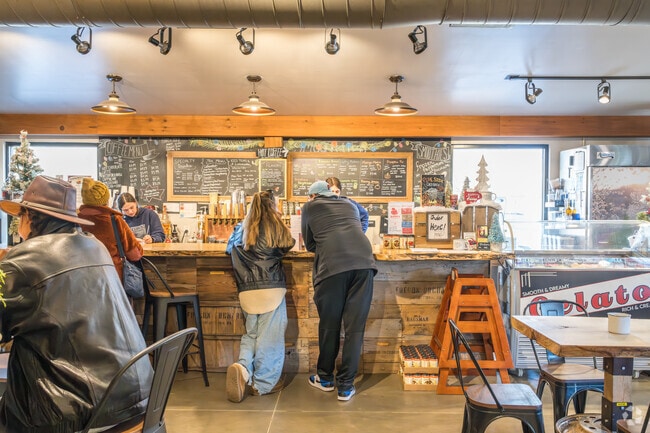 Frecon Farms is a local apple orchard serving crafted coffee drinks and groceries near Earl.