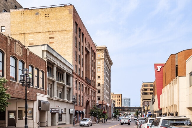 Downtown Duluth, Minnesota residents live in historic buildings, some with views of the bay.
