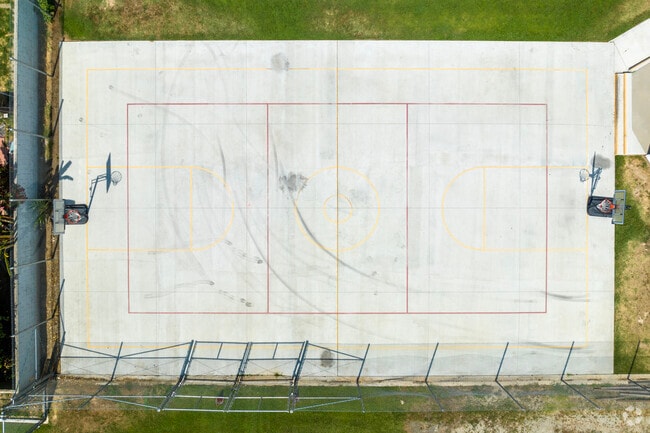 A basketball court at Hallmark Academy in Sanger.