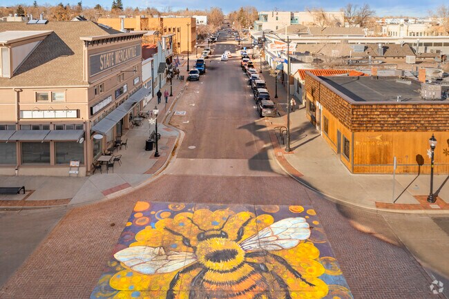 Experience the vibrant essence of downtown Louisville, Colorado, where colorful streets burst with unique shops, lively eateries, and artistic flair, reflecting the town's dynamic and welcoming spirit.