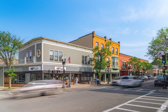 The downtown area near Horace Mann is a great place for residents to gather and shop locally.