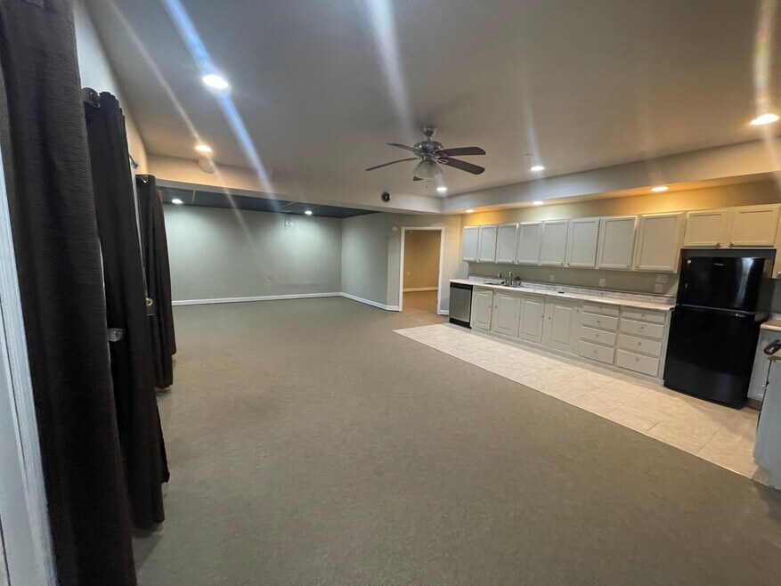 Kitchen into living area