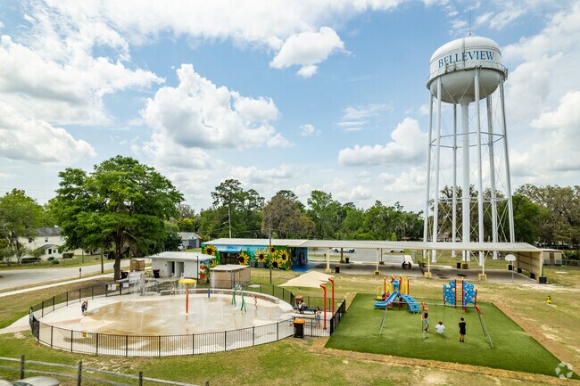 The Wilma Loar Splash Pad is open daily for Belleview residents and their young ones.