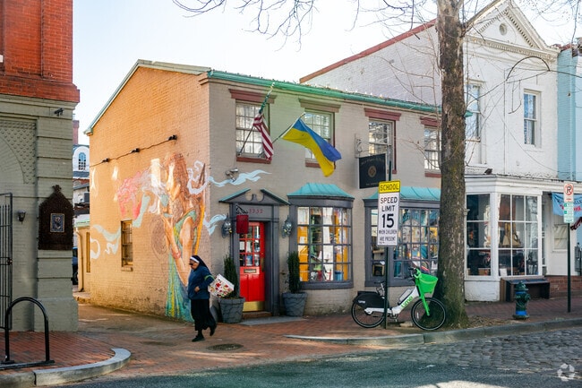 Georgetown's bustling streets are alive with the buzz of shoppers and diners alike.