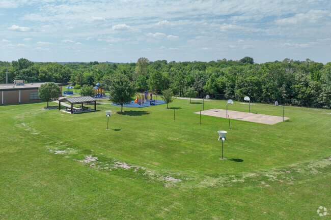 Anderson Elementary has covered picnic space for lunch, basketball courts and more.