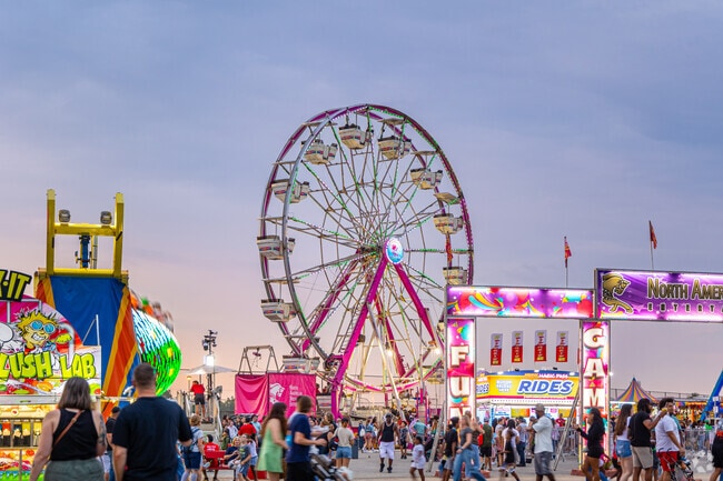 Enjoy the sunset from atop the ferris wheel at the Illinois State Fair in Springfield.