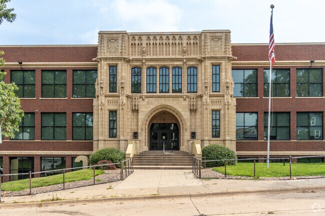 A view of the Franklin Middle School buildings from the street.