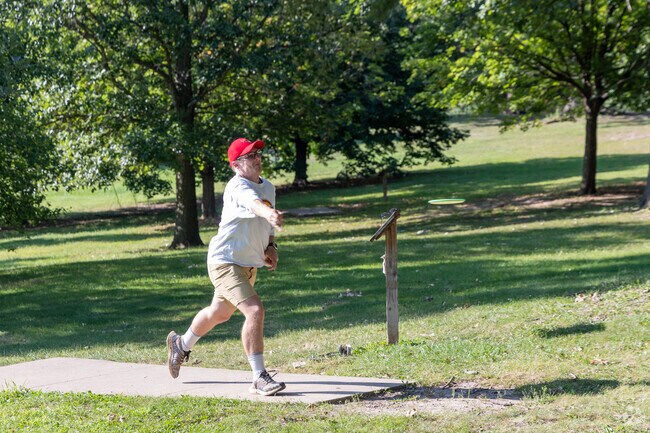Irvin Park residents send the disc flying down the fairway at PJ Irvin Park.