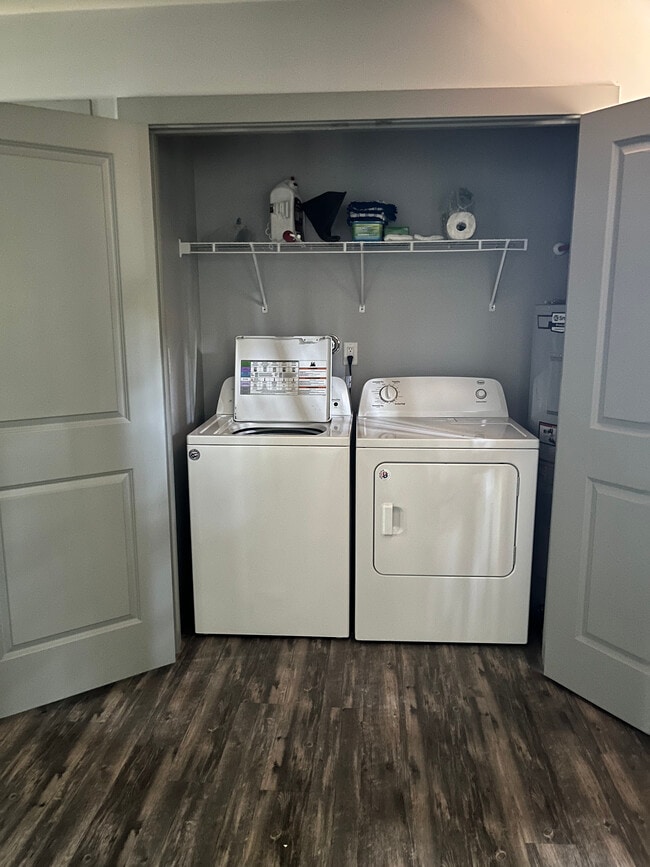 Washer and dryer on site.