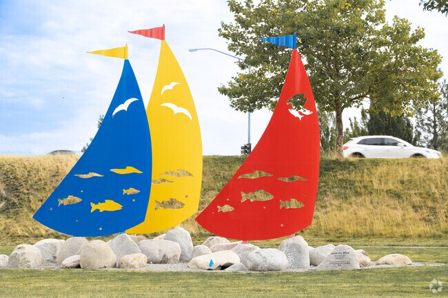 The North Idaho Centennial Trail has colorful installations along its path towards downtown.