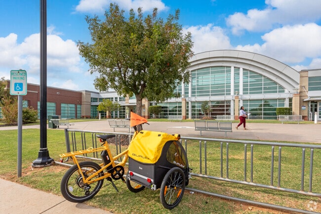 Ride your bike to the Mustang Town Center for a variety of activities.