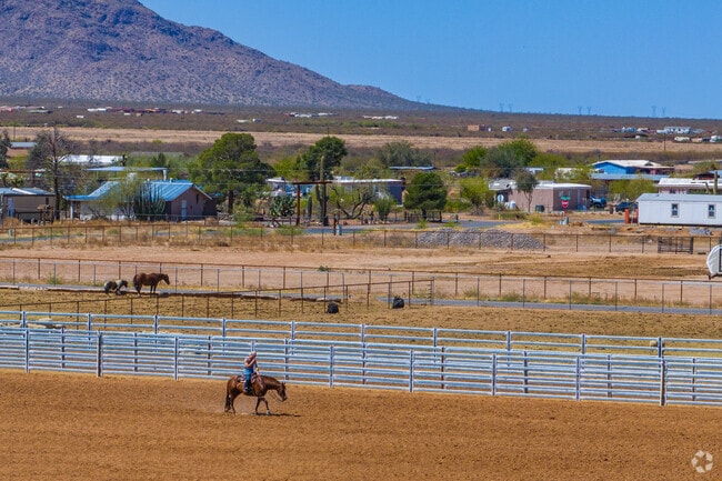 The larger lots in Aguila often have horse stables and paddocks.