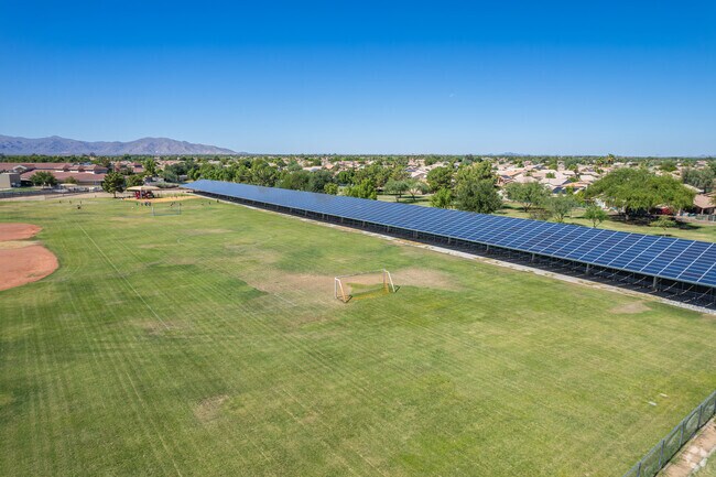Kicking it on the soccer field at Kingswood Elementary School in Surprise.
