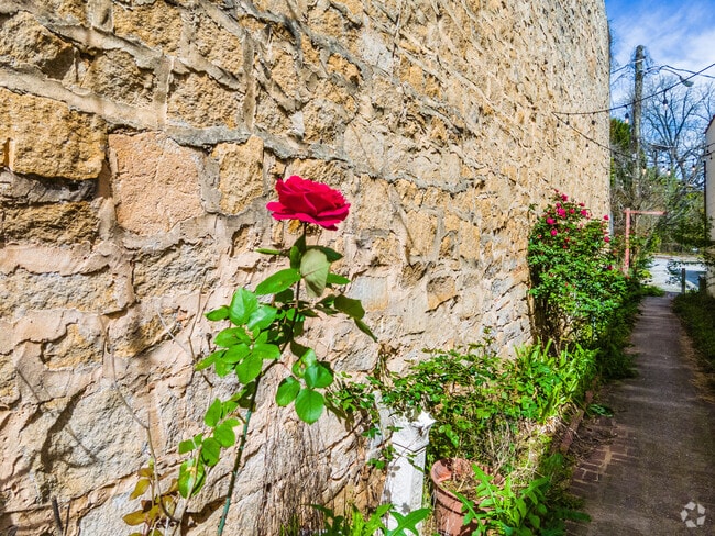 Beautiful landscaping encircles the original granite buildings throughout Stone Mountain.