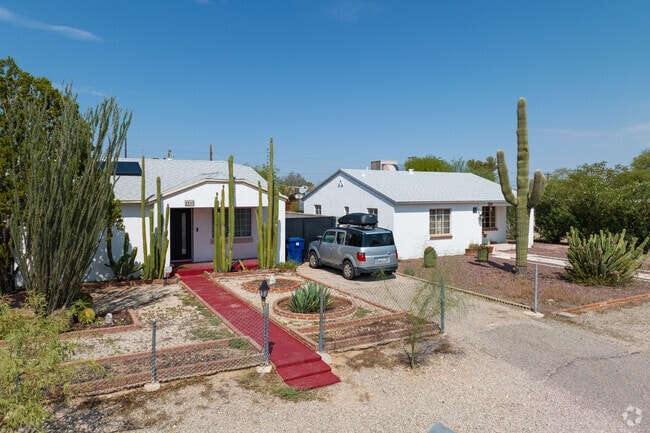 Homes in Mountain First Avenue are decorated with cacti.
