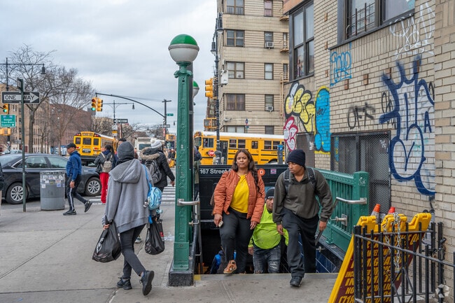 The 167 Street Station in Concourse Village provides access to the B and D subway lines