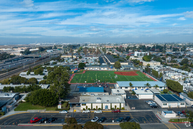 An elevated view of Mueller Charter School.