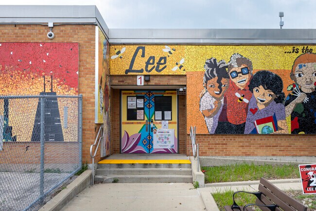 Lee Elementary is well decorated with mosaic tiles and vibrant artwork.