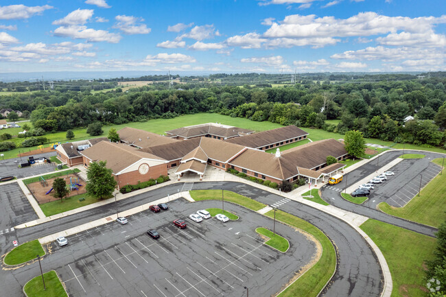 Aerial view of Whiton Elementary School in Branchburg Township.