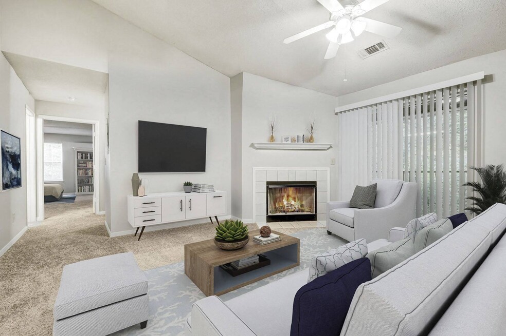 Manchester at Wesleyan Living Room with Fireplace