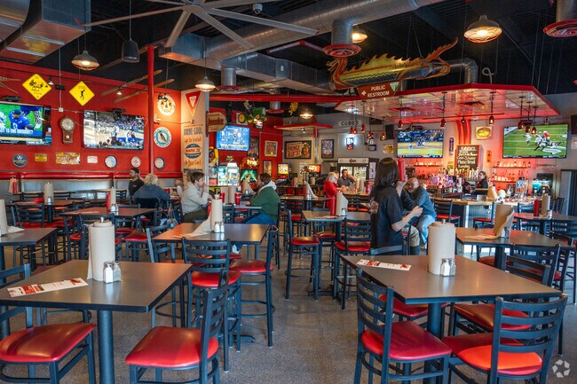 Have a burger at Garage Burgers and Beer near Stone Meadows.