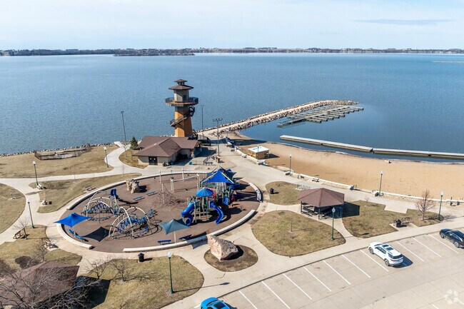Awaysis Park is a Storm Lake favorite, with a beach, playground, and a climbable lighthouse.