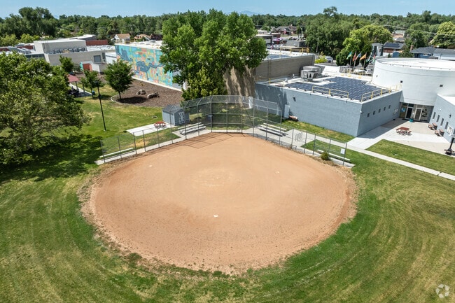 Riley Elementary School has a baseball field behind the school.