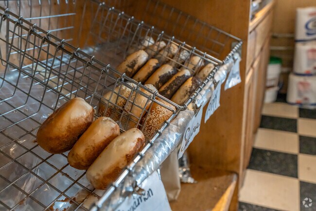 Fresh bagels for sale at Ashburnham Wine and Spirits.