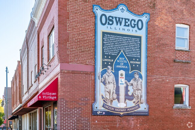 Enjoy 1 of the 35 Interpretive Murals along the Illinois Lincoln Highway in Oswego.