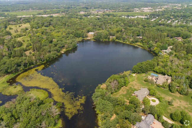 An aerial view looking north over Gem Lake.