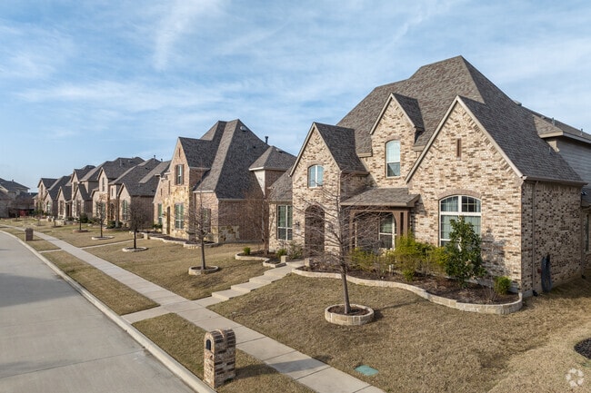 In Sachse you will find large multi gabled roof homes with minimal yards to keep up.