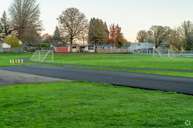 Philomath Elementary School students can run around the track in Philomath, Oregon.