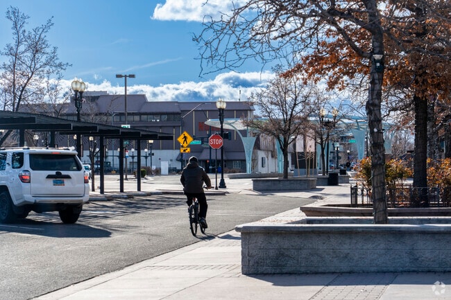 Downtown Sparks is easy to bike through, with plenty of artistic architecture to enjoy.