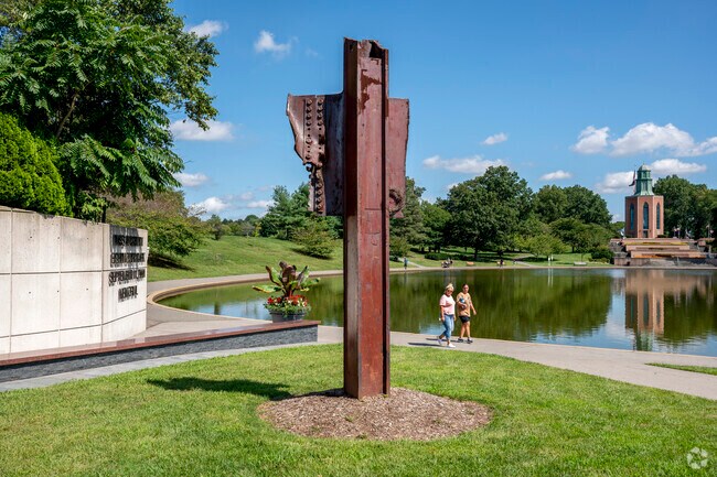 The 9/11 Memorial located in East Meadow's Eisenhower Park sits along side the lake.