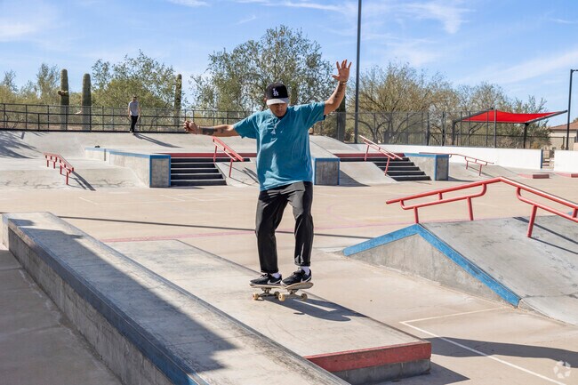 Anthem residents start their day at the skate park in Anthem Community Park.