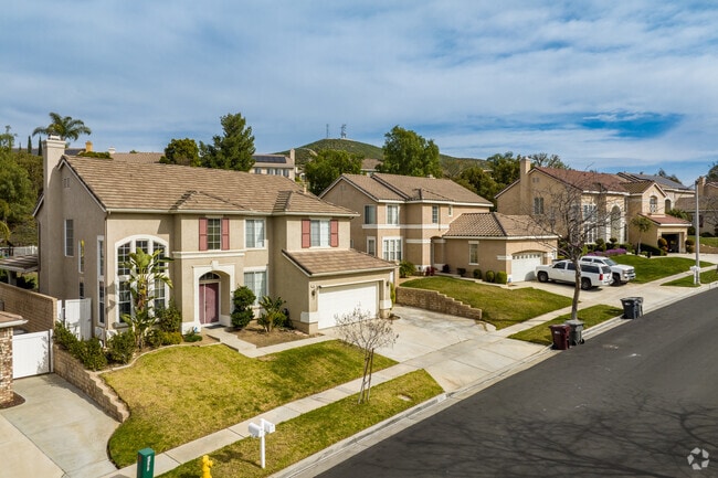 The homes in Corona Ranch are often close together with attached garages.