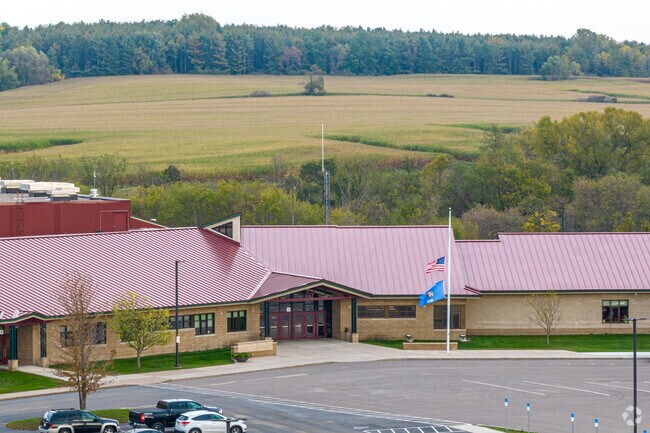 Spring Valley High School faces west and is surround by farms.
