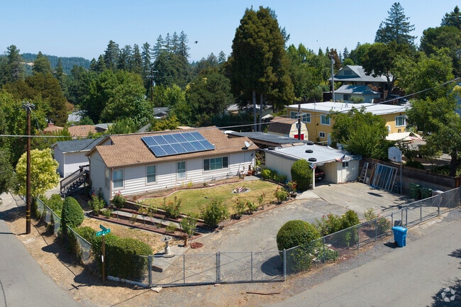 Forest living in Forestville, California makes for rare clusters of homes close to one another.
