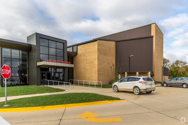 The entrance of the North Scott Senior High School near Princeton.