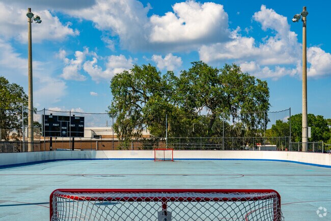 Enjoy a peaceful walk or a game of roller hockey at Greenwood Park in Lake Mary.