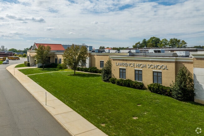 The main entrance of Lawrence High School is set back off Princeton Pike in Lawrence Township, NJ.