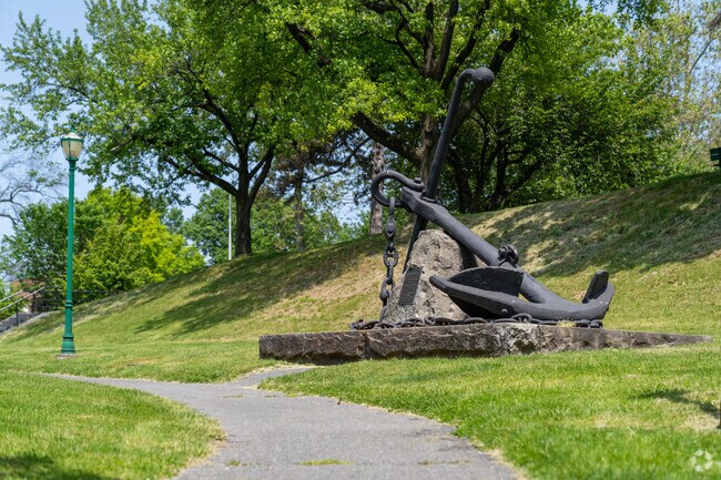 The entrance to City Park in Penn's Common is marked by an anchor used on the USS Maine installed in 1914.