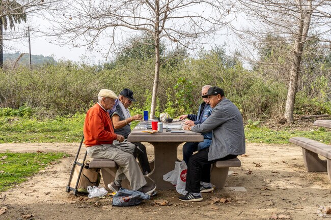The picnic area in Whittier Narrows is always a great place to play games with friends.