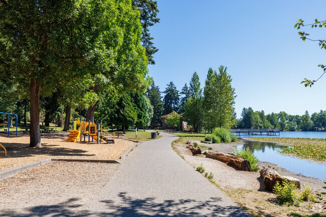 Wapato Park has many walkways and scenic views along the small lake.