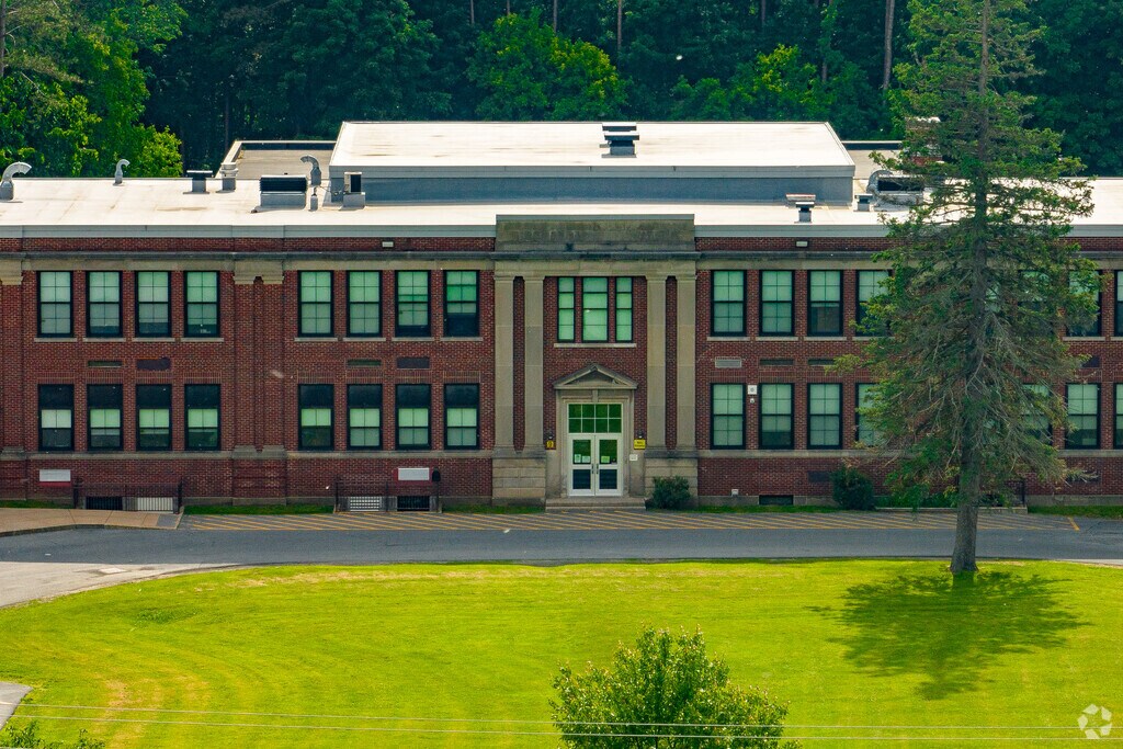 The iconic entrance to Mannsville Manor Elementary is on the East side of the building.
